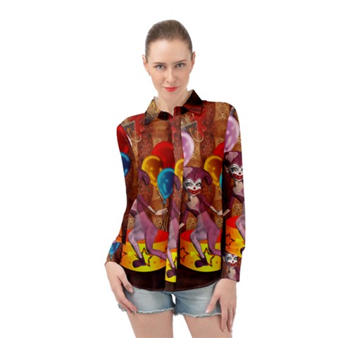 Cute Little Harlequin Long Sleeve Chiffon Shirt by FantasyWorld7