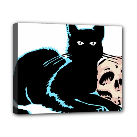 Black Cat & Halloween Skull Canvas 10  X 8  (stretched) by gothicandhalloweenstore