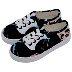 Black Cat & Halloween Skull Kids  Classic Low Top Sneakers by gothicandhalloweenstore