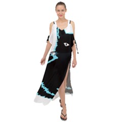 Black Cat & Halloween Skull Maxi Chiffon Cover Up Dress