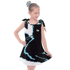 Black Cat & Halloween Skull Kids  Tie Up Tunic Dress by gothicandhalloweenstore