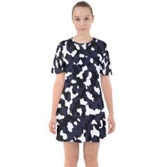 Camouflage Bleu Sixties Short Sleeve Mini Dress by kcreatif