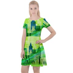 Architecture Skyline Cap Sleeve Velour Dress  by Wegoenart