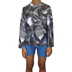 Triangles Polygon Color Silver Uni Kids  Long Sleeve Swimwear by Wegoenart