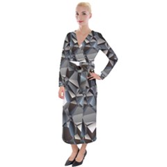 Triangles Polygon Color Silver Uni Velvet Maxi Wrap Dress by Wegoenart