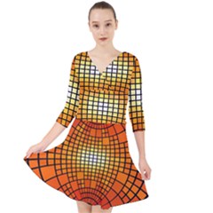 Pattern Background Rings Circle Quarter Sleeve Front Wrap Dress by Wegoenart
