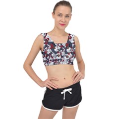 Snowman Winter Christmas Many V-back Sports Bra by Wegoenart