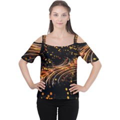 Abstract Background Particles Wave Cutout Shoulder Tee