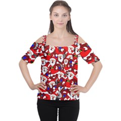 Nicholas Santa Christmas Pattern Cutout Shoulder Tee