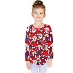 Nicholas Santa Christmas Pattern Kids  Long Sleeve Tee