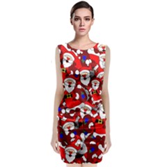 Nicholas Santa Christmas Pattern Sleeveless Velvet Midi Dress