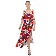 Nicholas Santa Christmas Pattern Maxi Chiffon Cover Up Dress