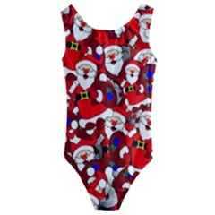 Nicholas Santa Christmas Pattern Kids  Cut-Out Back One Piece Swimsuit