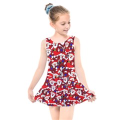 Nicholas Santa Christmas Pattern Kids  Skater Dress Swimsuit