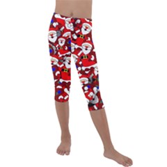 Nicholas Santa Christmas Pattern Kids  Lightweight Velour Capri Leggings 