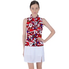 Nicholas Santa Christmas Pattern Women’s Sleeveless Polo