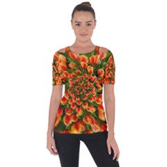 Tulips Arrangement Many Blossom Shoulder Cut Out Short Sleeve Top by Wegoenart