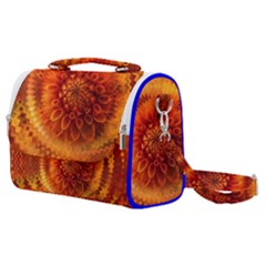 Abstract Dahlia Orange Autumn Satchel Shoulder Bag by Wegoenart