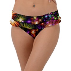 Star Colorful Christmas Abstract Frill Bikini Bottom by Wegoenart