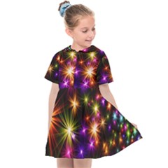 Star Colorful Christmas Abstract Kids  Sailor Dress by Wegoenart