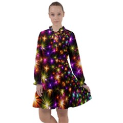 Star Colorful Christmas Abstract All Frills Chiffon Dress by Wegoenart