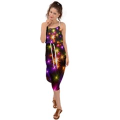 Star Colorful Christmas Abstract Waist Tie Cover Up Chiffon Dress by Wegoenart