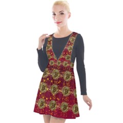 Block Chain Network Bitcoin Data Plunge Pinafore Velour Dress by Wegoenart