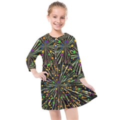 Explosion Abstract Pattern Kids  Quarter Sleeve Shirt Dress by Wegoenart