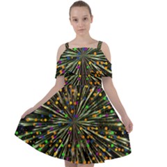 Explosion Abstract Pattern Cut Out Shoulders Chiffon Dress by Wegoenart