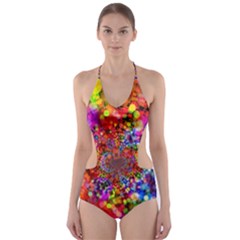 Bokeh Color Light Points Pattern Cut-out One Piece Swimsuit by Wegoenart