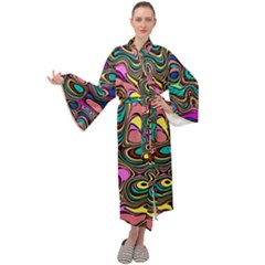 Bending Turn Distort Wave Modern Maxi Velour Kimono by Wegoenart