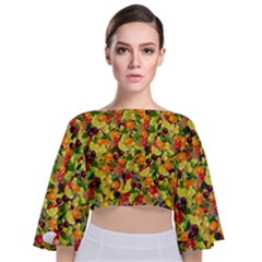 Background Pattern Structure Fruit Tie Back Butterfly Sleeve Chiffon Top by Wegoenart