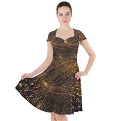 Quantum Physics Wave Particles Cap Sleeve Midi Dress by Wegoenart