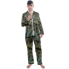 Leaf Leaves Fall Foliage Structure Men s Satin Pajamas Long Pants Set by Wegoenart