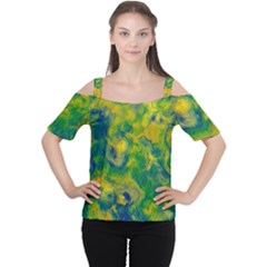 Abstract Texture Background Color Cutout Shoulder Tee