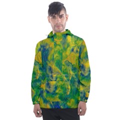 Abstract Texture Background Color Men s Front Pocket Pullover Windbreaker