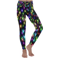 Star Colorful Christmas Abstract Kids  Lightweight Velour Classic Yoga Leggings by Wegoenart