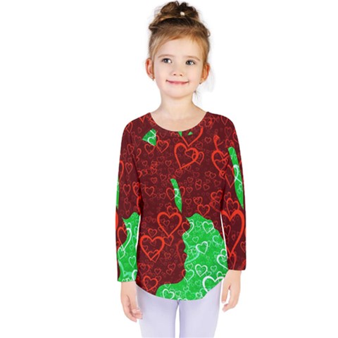 Love Lovers Romance Background Kids  Long Sleeve Tee by Wegoenart