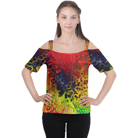 Color Abstract Colorful Art Cutout Shoulder Tee by Wegoenart