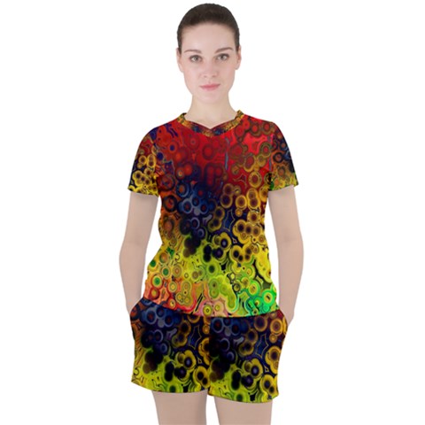 Color Abstract Colorful Art Women s Tee And Shorts Set by Wegoenart