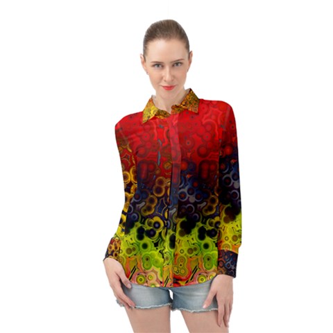 Color Abstract Colorful Art Long Sleeve Chiffon Shirt by Wegoenart