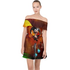 Cute Little Harlequin Off Shoulder Chiffon Dress by FantasyWorld7