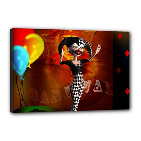 Cute Little Harlequin Canvas 18  X 12  (stretched) by FantasyWorld7