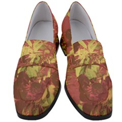 Tropical Vintage Floral Artwork Print Women s Chunky Heel Loafers by dflcprintsclothing