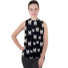 Bats In The Night Ornate Mock Neck Chiffon Sleeveless Top by pepitasart