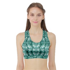 Sea And Florals In Deep Love Sports Bra With Border by pepitasart