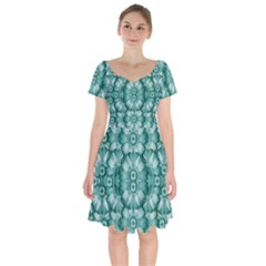 Sea And Florals In Deep Love Short Sleeve Bardot Dress by pepitasart
