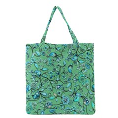 Green Flowers Grocery Tote Bag