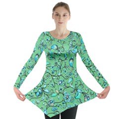 Green Flowers Long Sleeve Tunic 