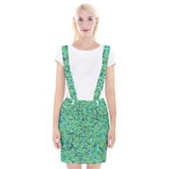 Green Flowers Braces Suspender Skirt